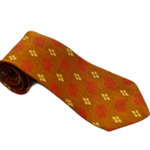 Vintage Johnny Carson Tie Brown Red Gold Geometric Mod Pattern Dacron Polyester